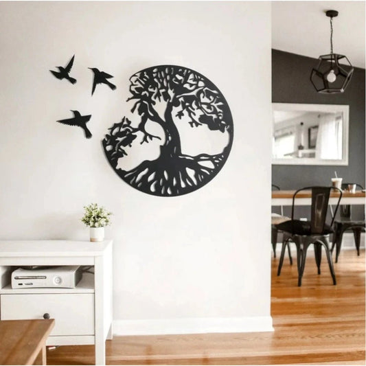 Generic Eternal Growth Tree of Life Wooden Wall Decor – Black - Aura Living Gear
