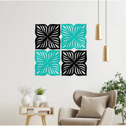 Generic Flowers Design Wooden Wall Decor – Set of 4 Pieces - Aura Living Gear