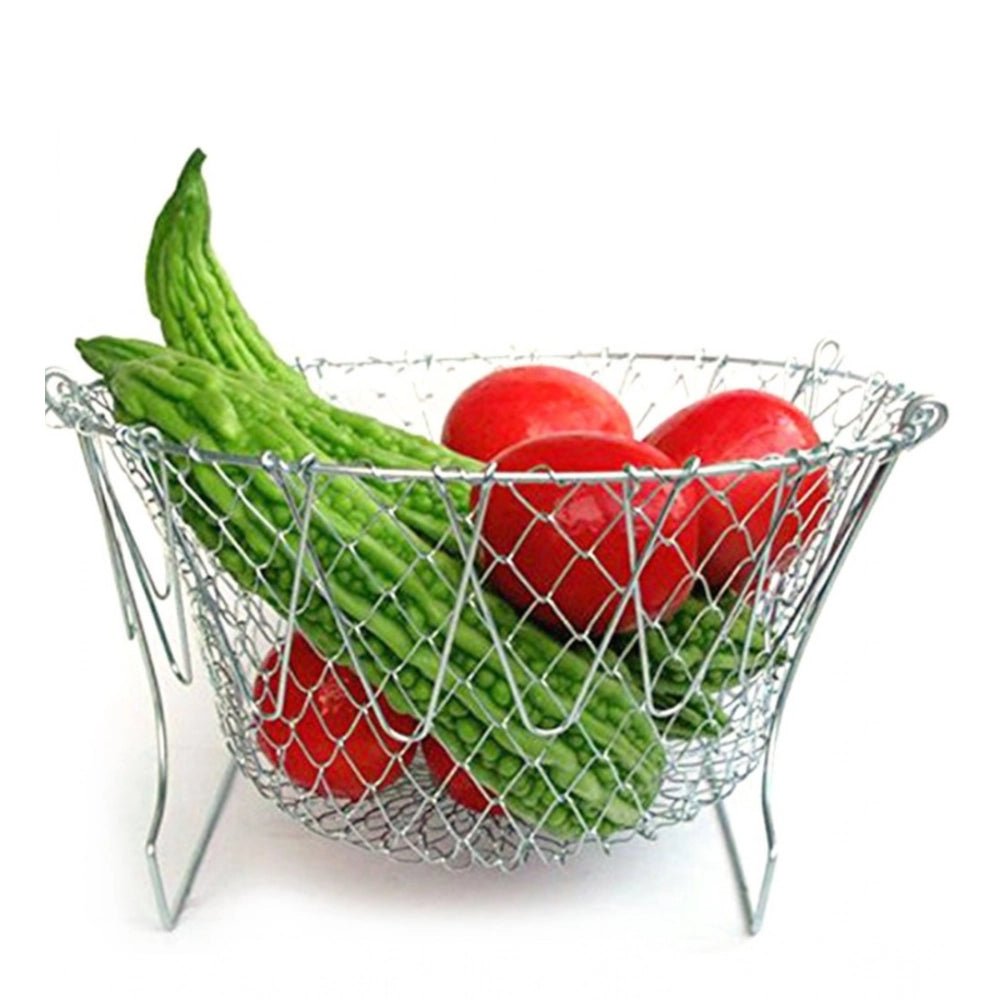Generic Foldable Chef Basket – Multi - Function Strainer And Steamer (Color: Assorted ) - Aura Living Gear