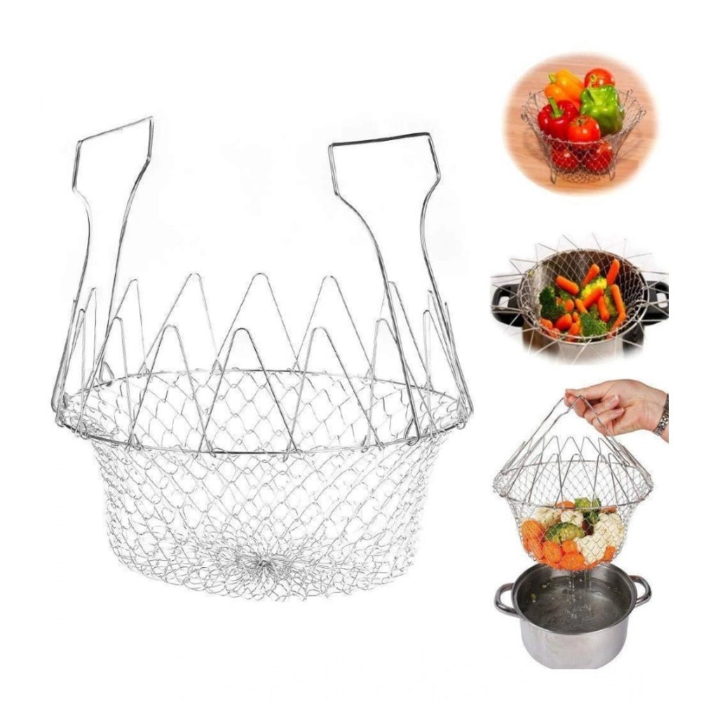 Generic Foldable Chef Basket – Multi - Function Strainer And Steamer (Color: Assorted ) - Aura Living Gear