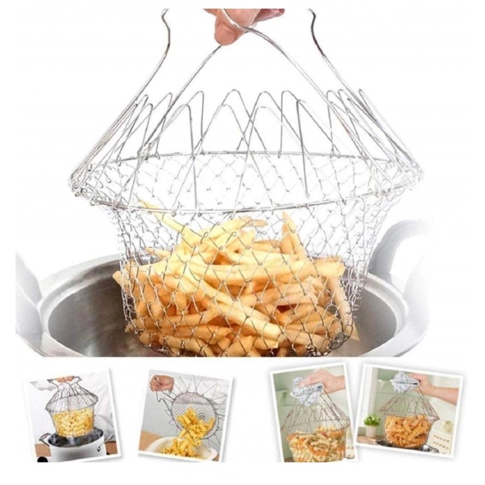 Generic Foldable Chef Basket – Multi - Function Strainer And Steamer (Color: Assorted ) - Aura Living Gear