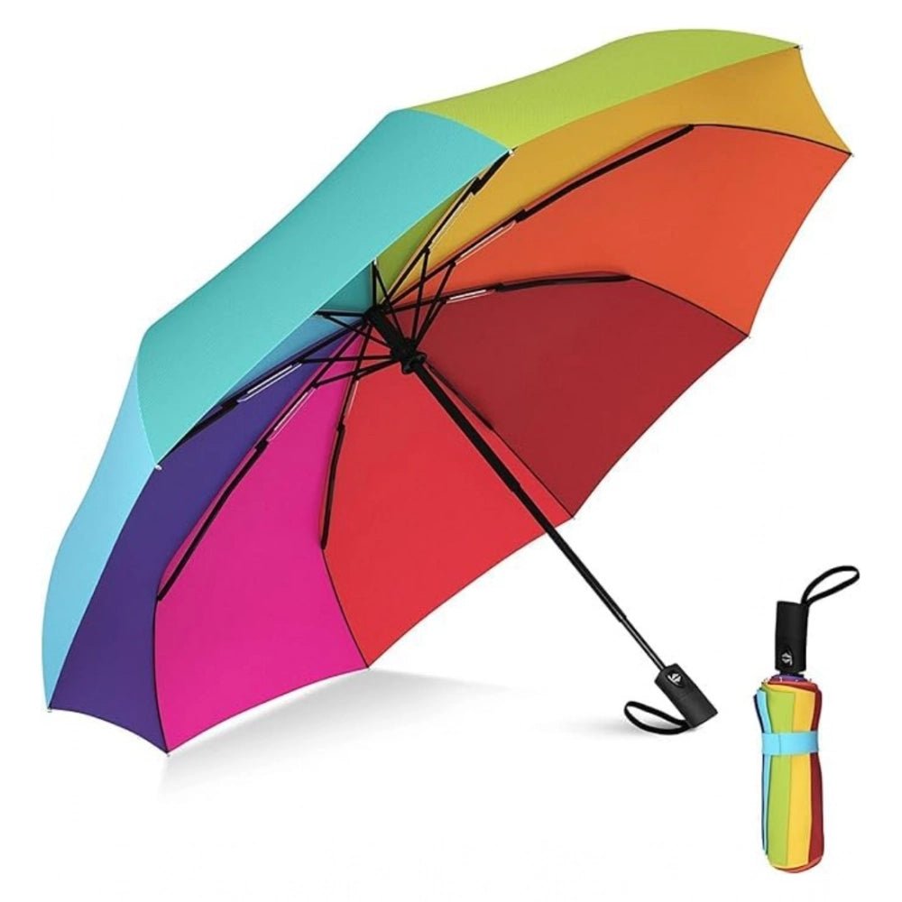 Generic Metal Portable Auto Travel Umbrella (Rainbow) - Aura Living Gear