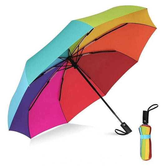 Generic Metal Portable Auto Travel Umbrella (Rainbow) - Aura Living Gear