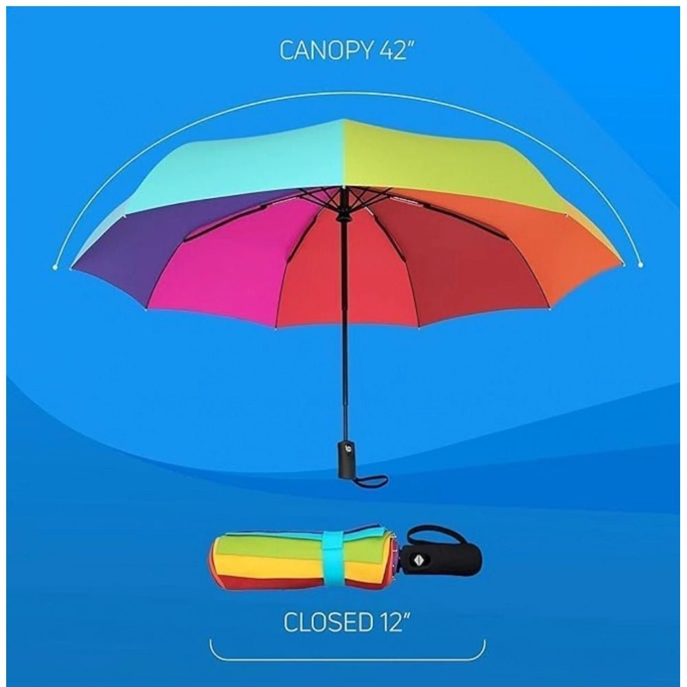 Generic Metal Portable Auto Travel Umbrella (Rainbow) - Aura Living Gear