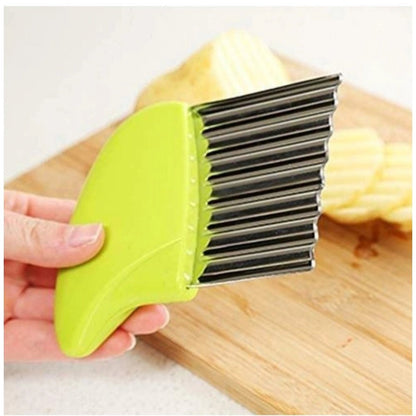 Generic Pack Of_5 Wave Shape Stainless Steel Potato Cutter And Slicer – (Color: Assorted ) - Aura Living Gear