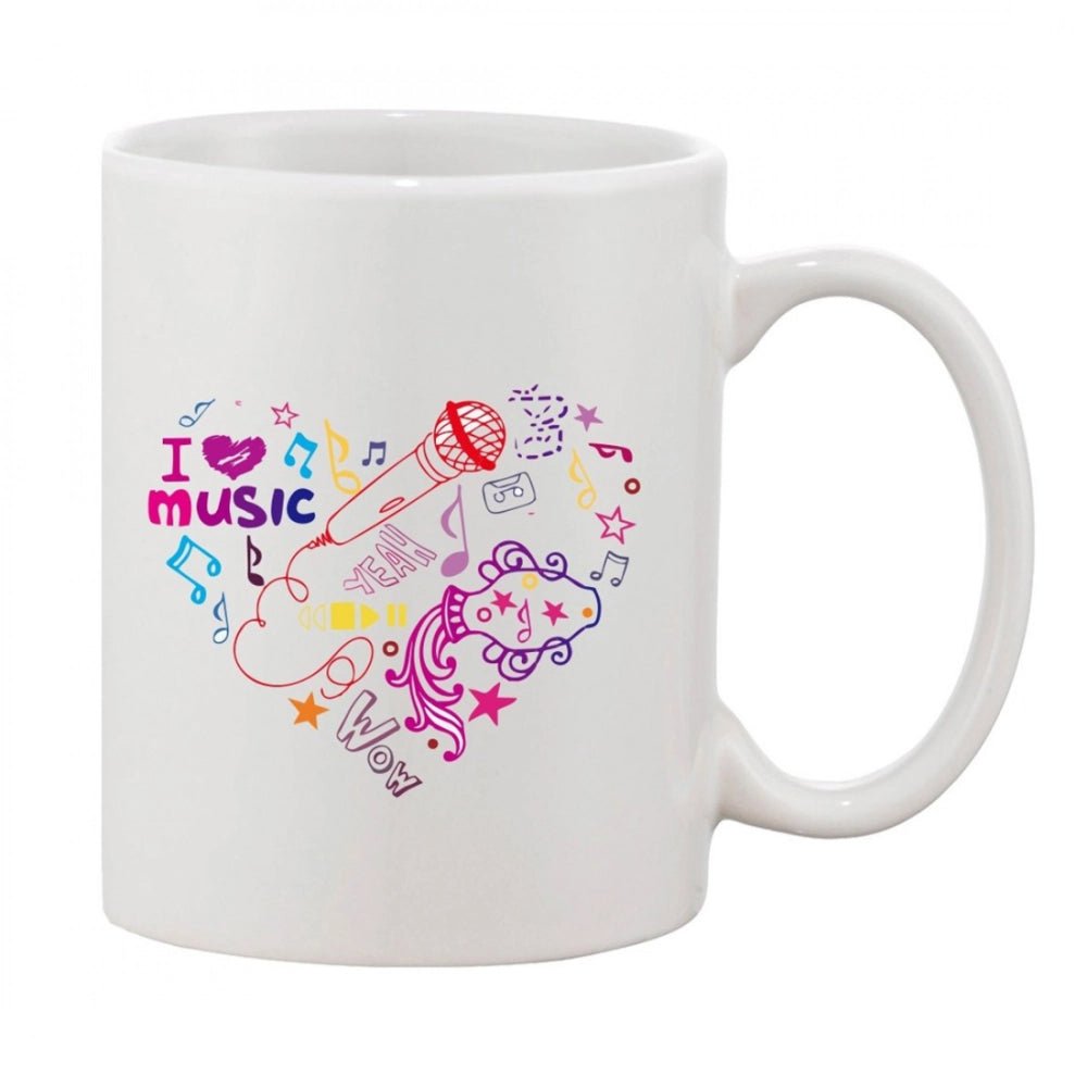 Generic Printed Ceramic Coffee Mug - 1 Pieces, White, 11oz - Aura Living Gear
