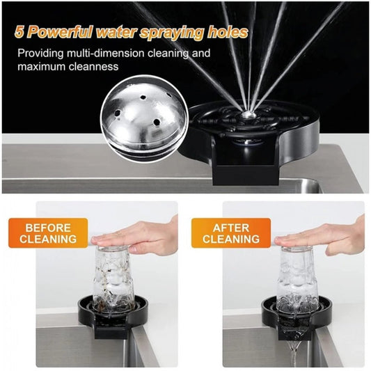 Generic Steel, Plastic Automatic Cup Rinser, Bottle Cleaner, Glass Rinser for Kitchen Sinks - Aura Living Gear