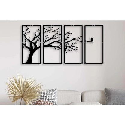 Generic Wooden 3D 4 Pieces Tree Wall Art Panel Frame - Aura Living Gear