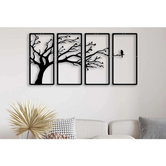 Generic Wooden 3D 4 Pieces Tree Wall Art Panel Frame - Aura Living Gear